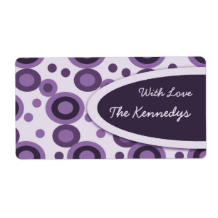 Purple Retro Dots Gift Tags Personalised Labels