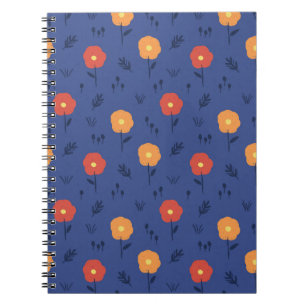 Purple Retro Flower Art Pattern Aesthetic Flower Notebook