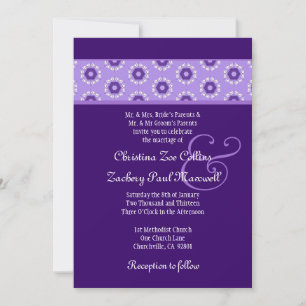 Purple Retro Flowers Wedding Template F522
