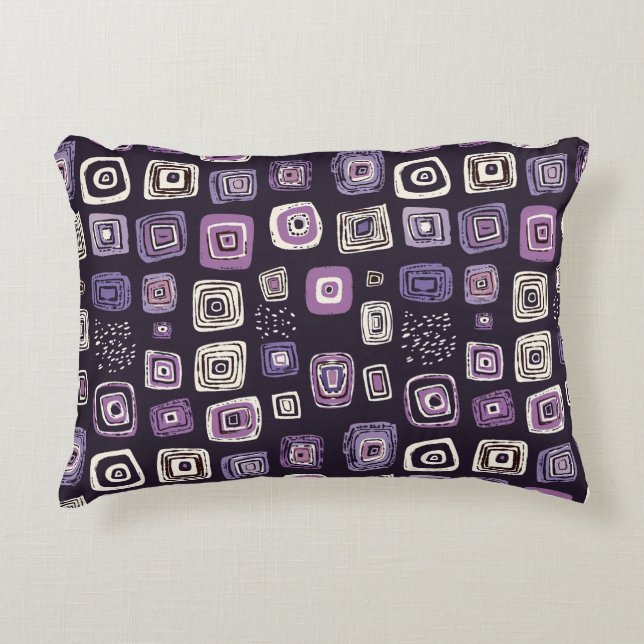 Purple Retro Geometric Pattern Decorative Cushion (Front)