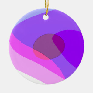 Purple Retro Groovy Abstract 409  Ceramic Tree Decoration