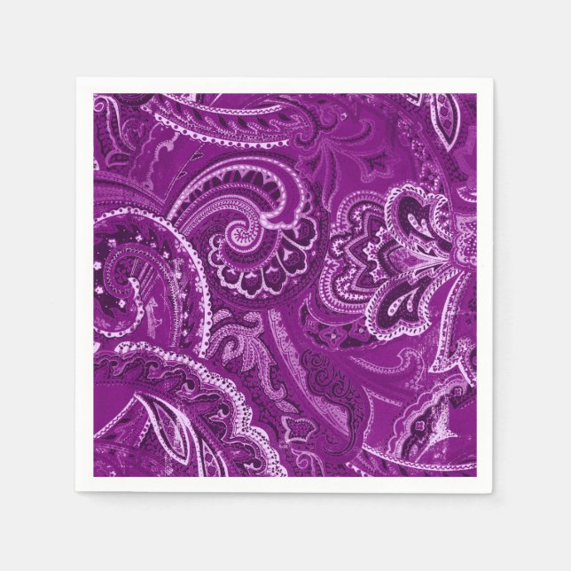 Purple Retro Paisley Bandanna/Bandanna Napkin (Front)