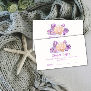 Purple Retro Pearl Diaper Raffle Baby Shower Enclosure Card