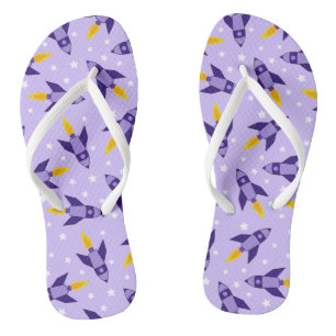 Purple Retro Rocket Flip Flops