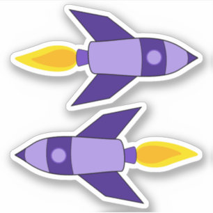 Purple Retro Rocket Vinyl Stickers