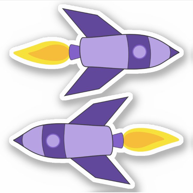 Purple Retro Rocket Vinyl Stickers (Front)