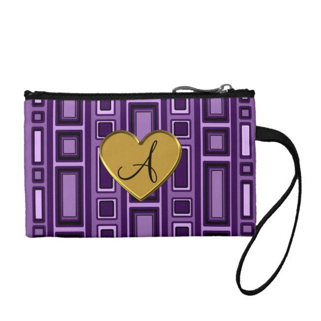 Purple retro squares monogram coin purse (Front)