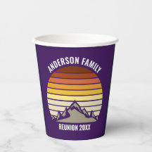 Purple Retro Sunset Mountain Custom Party