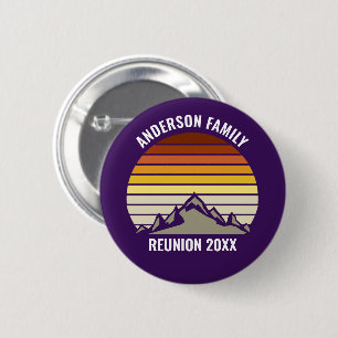 Purple Retro Sunset Mountain Customised 6 Cm Round Badge