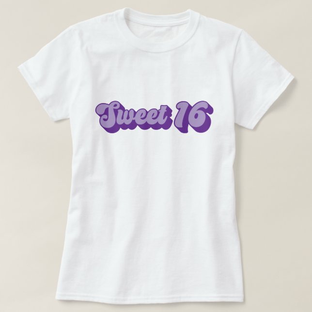 Purple Retro Sweet 16 T-Shirt (Design Front)