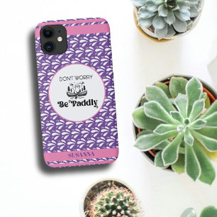 Purple Retro Water Pattern Otter Canoe Custom Name iPhone 11 Case