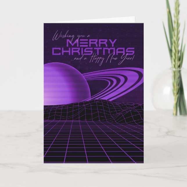 Purple Retrowave Christmas Card (Front)