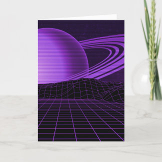 Purple Retrowave Greetings Card
