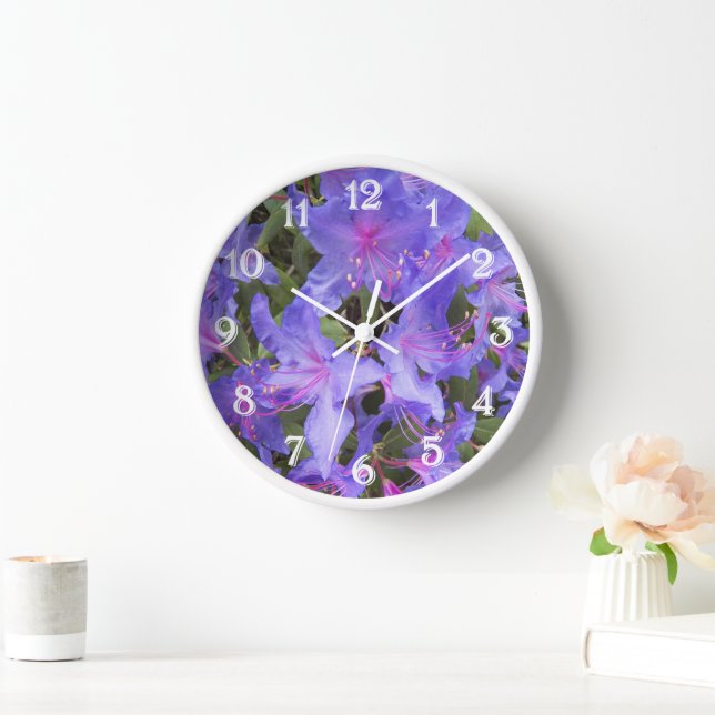 Purple Rhododendron Blooms Floral Clock (Home)