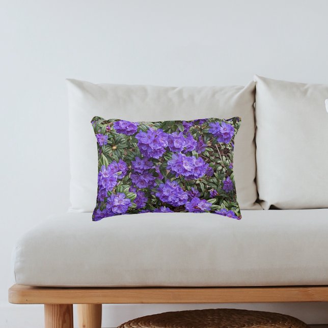 Purple Rhododendron Blooms Floral Decorative Cushion (In Situ Sofa)