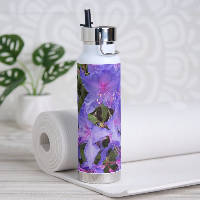 Purple Rhododendron Blooms Floral Water Bottle (Yoga)