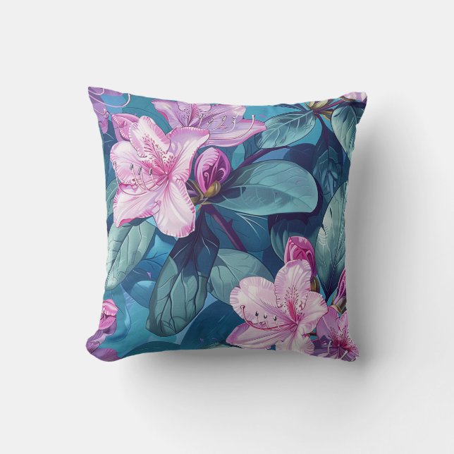 Purple rhododendron flower blossom with petals cushion (Front)