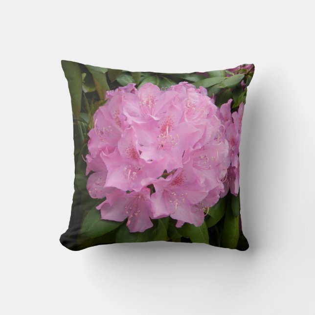 Purple Rhododendron Flower Pillow (Front)
