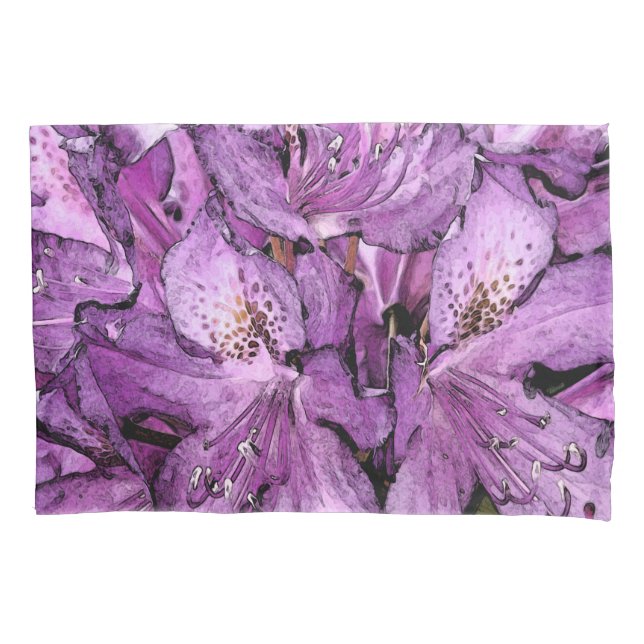 PURPLE RHODODENDRON/photog.with painterly effects Pillowcase (Front-Left)