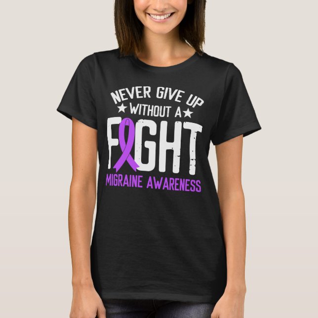 Purple Ribbon a Fight Headache Migraine Awareness T-Shirt (Front)