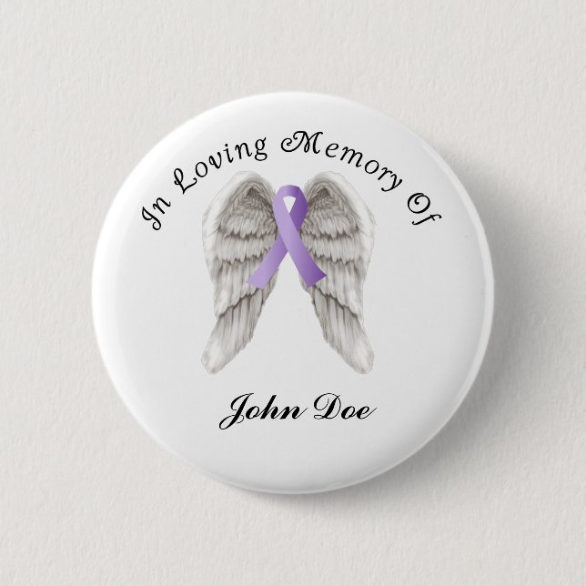 Purple Ribbon All Cancer In Memory 6 Cm Round Badge (Front)