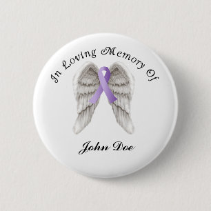 Purple Ribbon All Cancer In Memory 6 Cm Round Badge