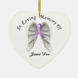 Purple Ribbon All Cancer In Memory Ceramic Tree Decoration