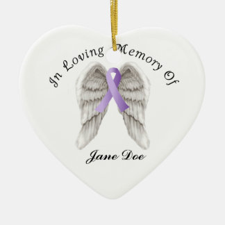 Purple Ribbon All Cancer In Memory Ceramic Tree Decoration