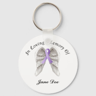 Purple Ribbon All Cancer In Memory Key Ring