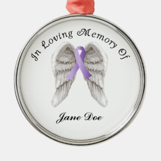 Purple Ribbon All Cancer In Memory Metal Tree Decoration