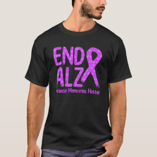 Purple Ribbon Alzheimer Awareness End Alz Memories T-Shirt