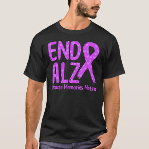 Purple Ribbon Alzheimer Awareness End Alz Memories T-Shirt