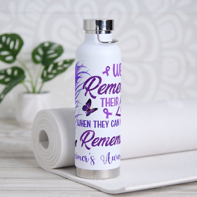 PURPLE RIBBON ALZHEIMERS AWARENESS AND SUPPORT WATER BOTTLE (Yoga)