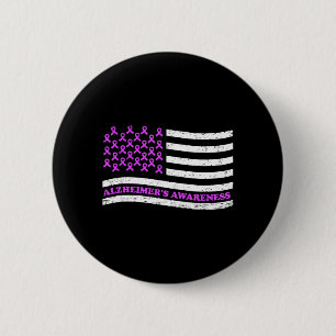 Purple Ribbon Alzheimers Awareness Disease Usa 6 Cm Round Badge