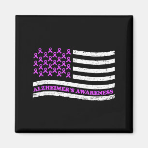 Purple Ribbon Alzheimers Awareness Disease Usa Magnet