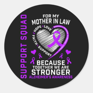 Purple Ribbon Alzheimers Awareness Shirts Mother Classic Round Sticker
