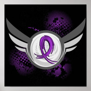 Purple Ribbon And Wings Cystic Fibrosis Poster