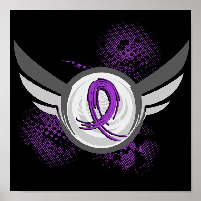 Purple Ribbon And Wings Cystic Fibrosis Poster (Front)