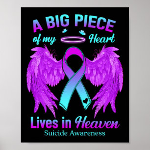 Purple Ribbon Angel Wing Suicide Awareness Memoria Poster