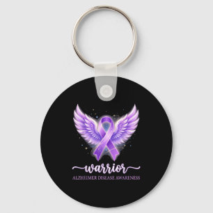 Purple ribbon angel wings alzheimer’s awareness key ring