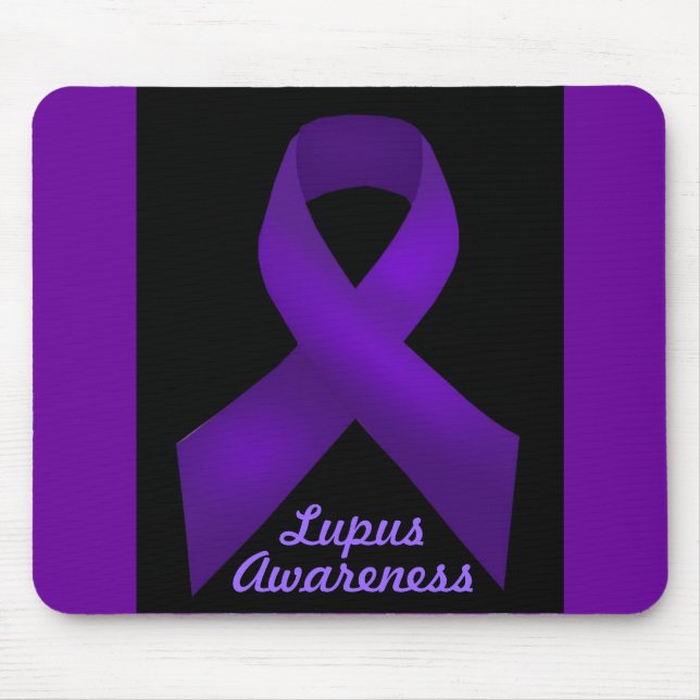 Purple Ribbon Awareness Lupus Mouse Mat (Front)