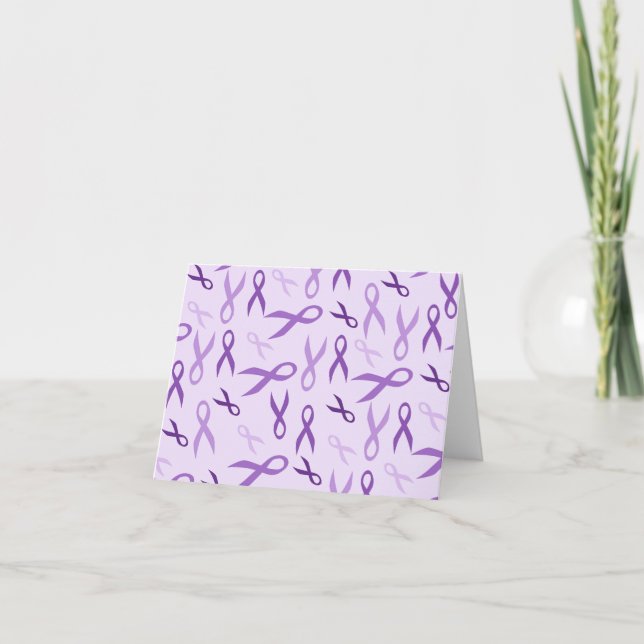 Purple Ribbon Awareness Stationery Gift Notes (Front)