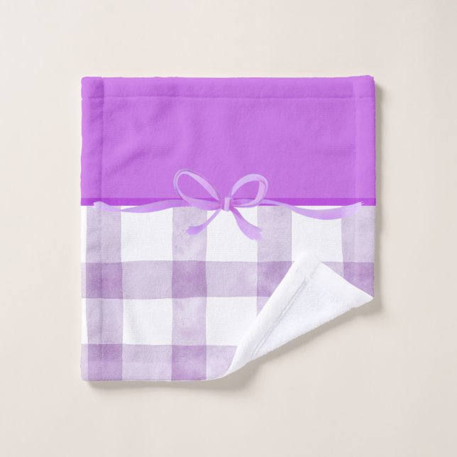 Purple Ribbon Bath Towel Set (Wash Cloth)