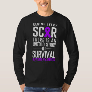 Purple Ribbon Behind Scar Autoimmune Hepatitisawar T-Shirt