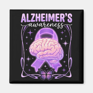 Purple ribbon brain butterfly alzheimer’s magnet