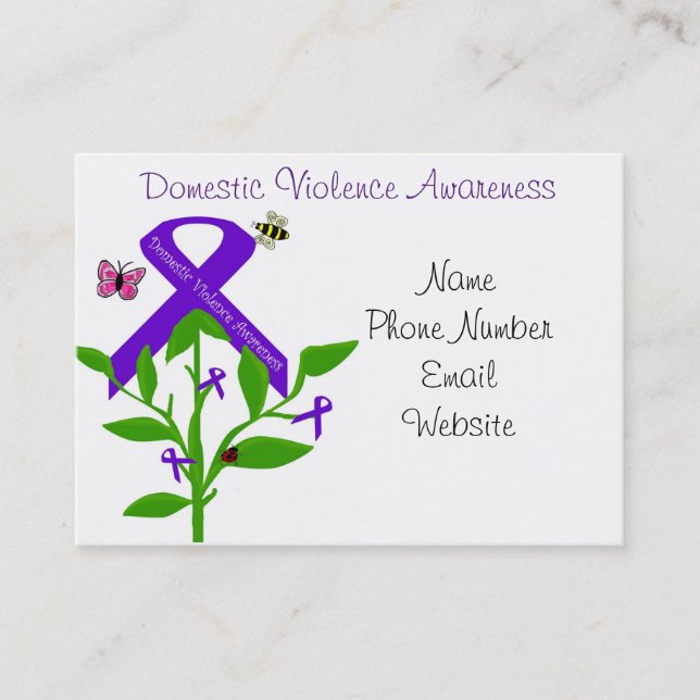 Purple Ribbon  Business cards (Front)