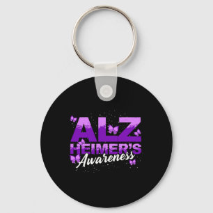 Purple Ribbon Butterflies Alzheimerheimers Awarene Key Ring