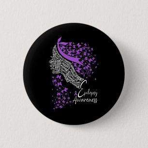 Purple Ribbon Butterfly Epilepsy Awareness  6 Cm Round Badge