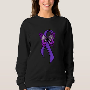 Purple Ribbon Butterfly Fibromyalgia Awareness 1 Sweatshirt