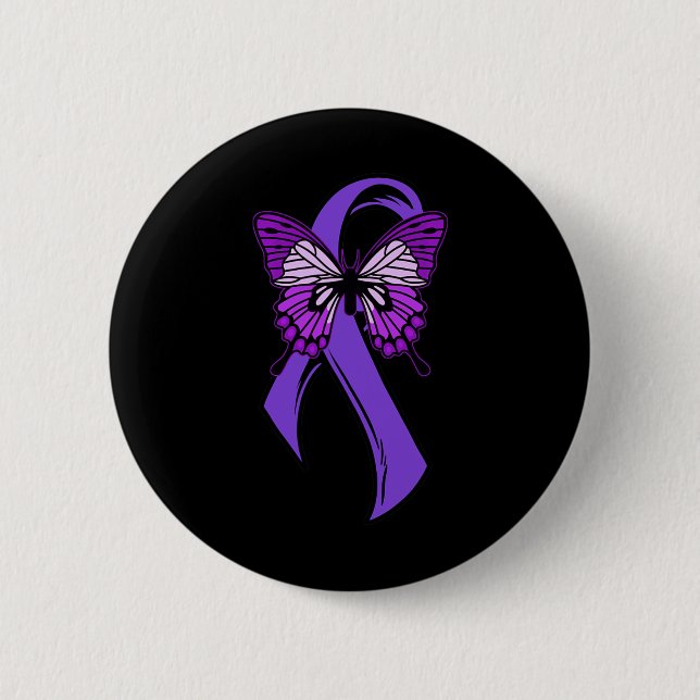 Purple Ribbon Butterfly - Fibromyalgia Awareness 3 6 Cm Round Badge (Front)